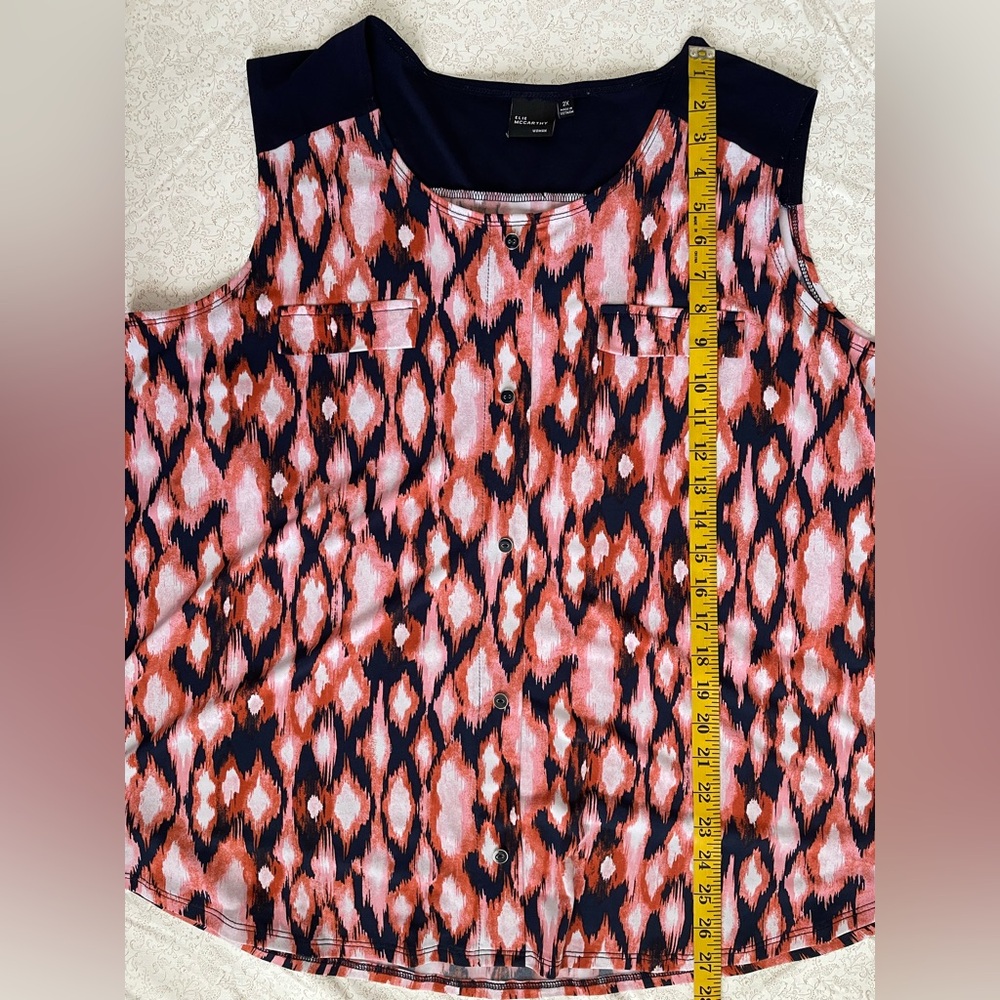 Elie McCarthy Womens Scoop Neck Blouse Tank Top 2X Abstract Geometric Casual - Picture 10 of 16